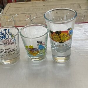 Margaritaville Tropical Shot Glass Set Las Vegas, Cayman Islands and Orlando.